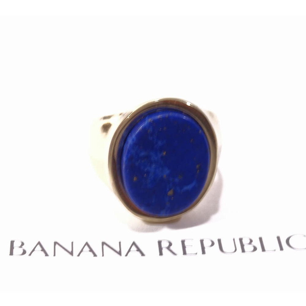 Banana Republic Women's Blue Lapis Oval Shiny Signet Ring Sz 6 NWT 45 - Picture 2 of 5